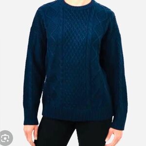 Kersh Merino Wool Blend Cable Knit Sweater - Blue